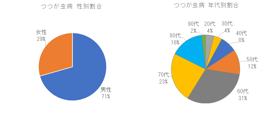 長崎県におけるつつが虫病の性別・年代別割合.png