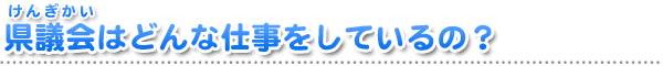 県議会って、なんだろう？