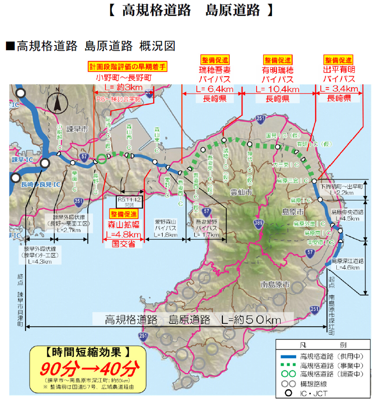 島原道路概要図