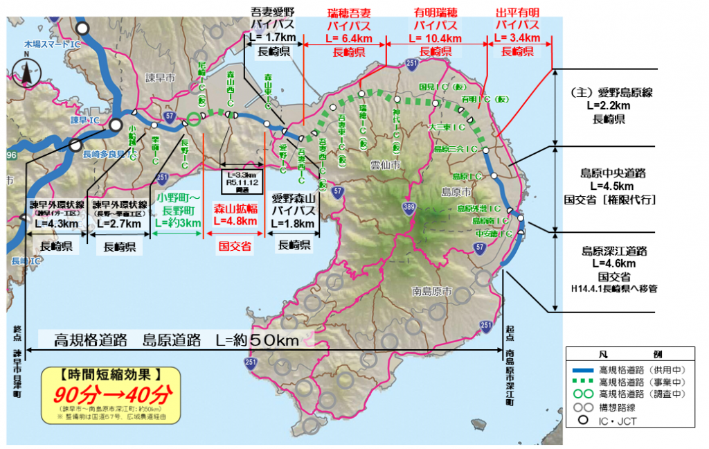 島原道路の整備状況
