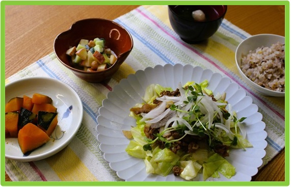 ③キャベツと牛肉の和風ソテー