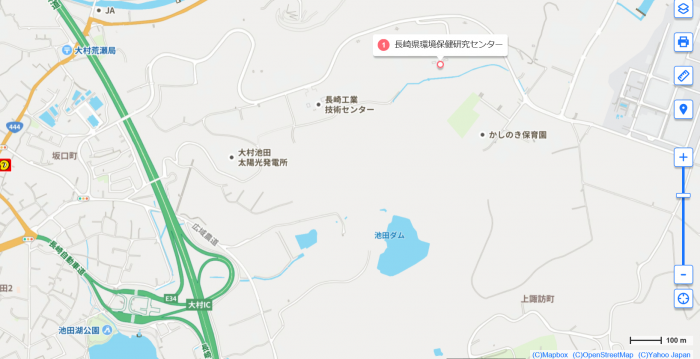 長崎県気候変動適応センターの場所を示した地図