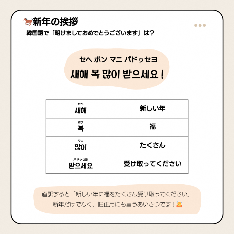 韓国の新年のあいさつ